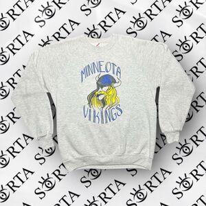 VTG 80s/90s NFL Misprint Error Minnesota Vikings Crewneck Sz XL Made In USA Rare
